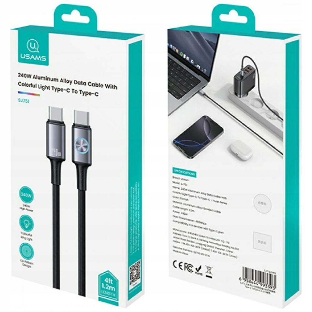 Kabel USB-C - USB-C 1,2 m Szary (SJ751USB01) – Wydajność i niezawodność w jednym