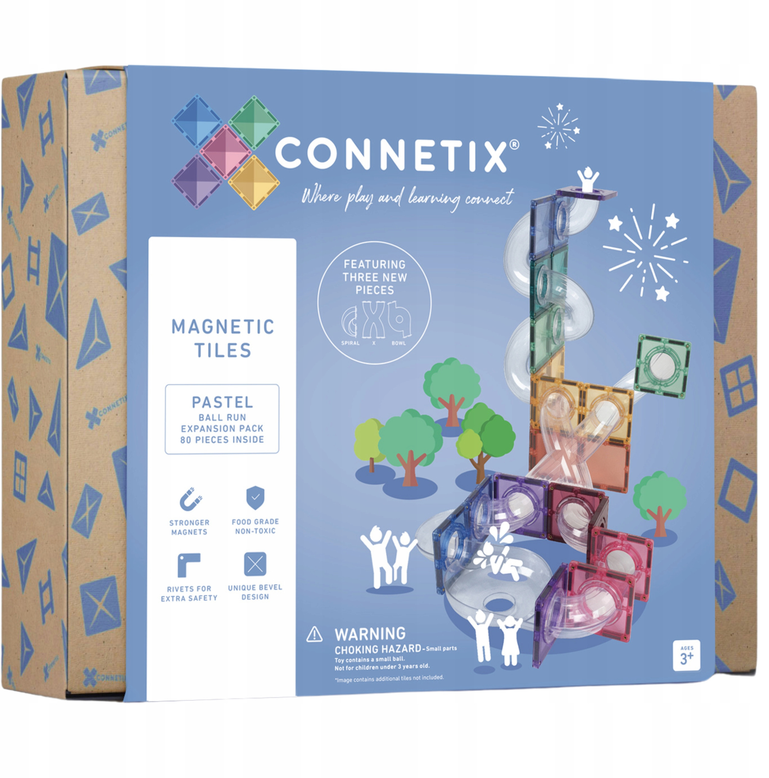 Klocki magnetyczne Connetix Pastel Ball Run Expansion Pack 80 – Kreatywna zabawa dla dzieci od 3. roku życia
