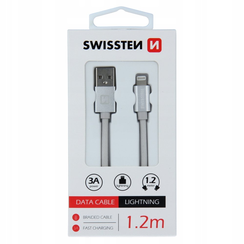 Kabel Swissten USB-A - Lightning 1.2 m Srebrny – Elegancja i funkcjonalność