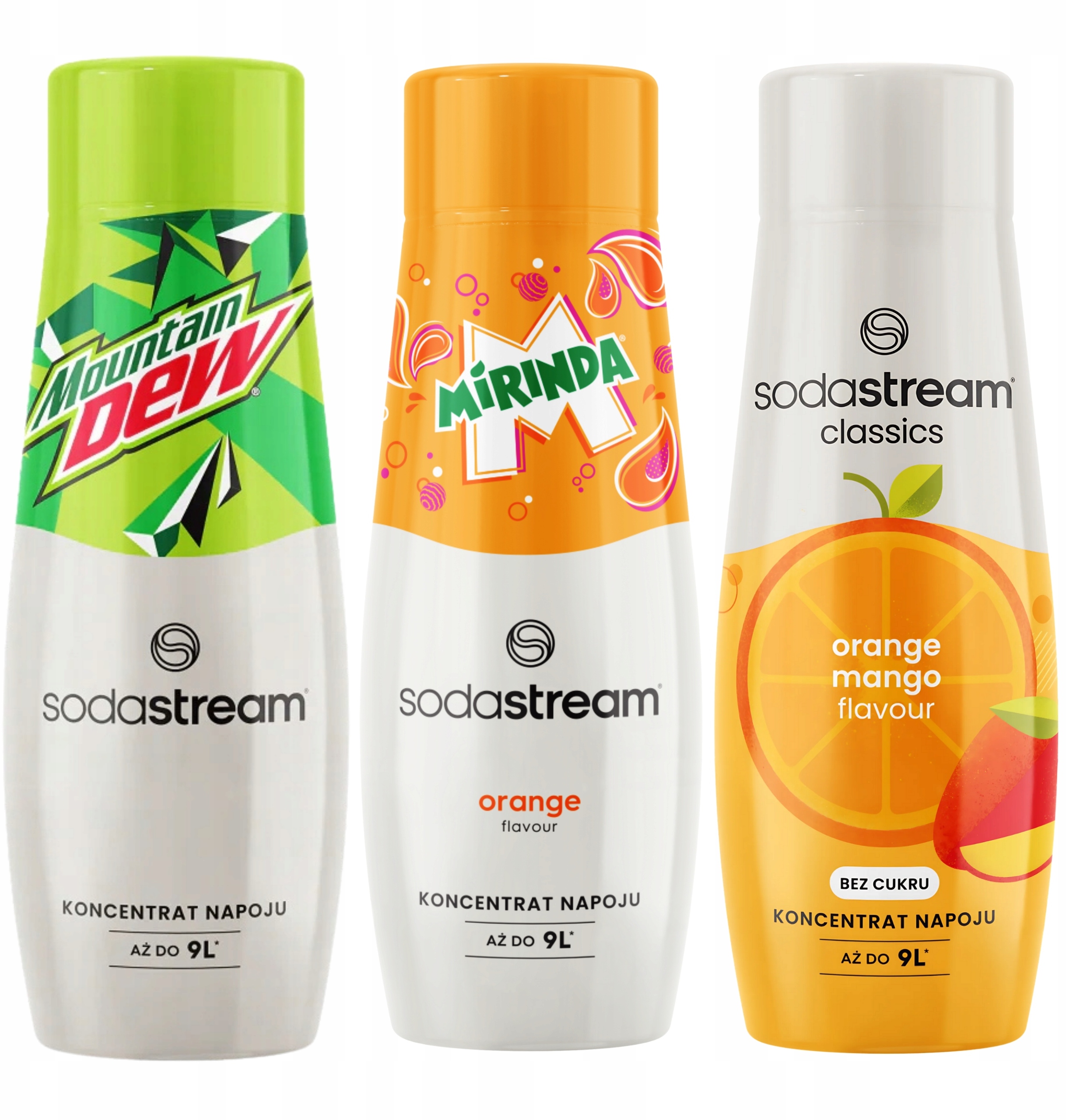 Zestaw 3 Syropy Mountain Dew + Mirinda + Orange Pomarańcza Mango – Doskonały smak w Twoim domu