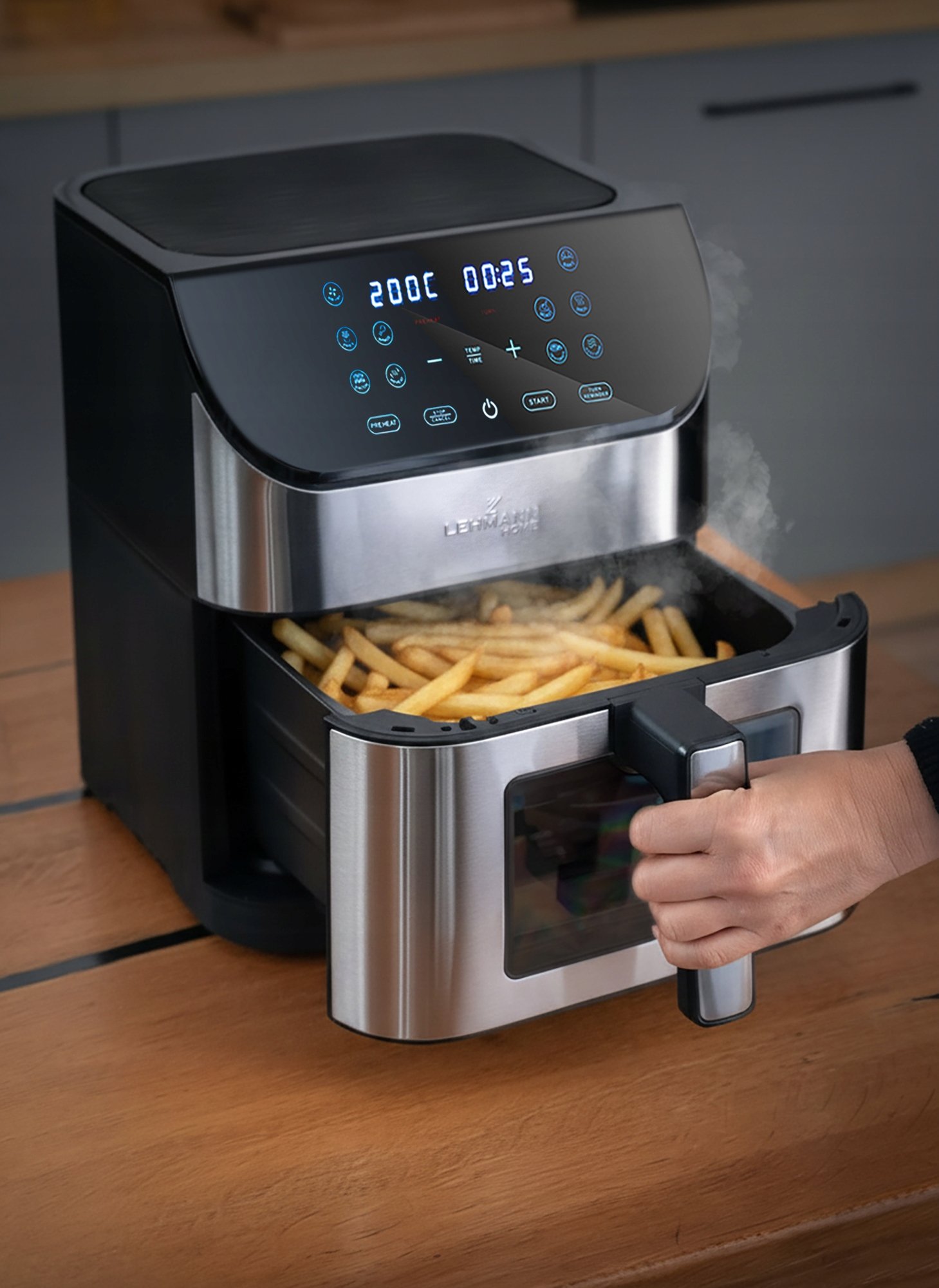 FRYTKOWNICA BEZTŁUSZCZOWA FRYTOWNICA AIRFRYER DUŻA MISA PROGRAMÓW 1800W 8L Pojemność misy 8 l