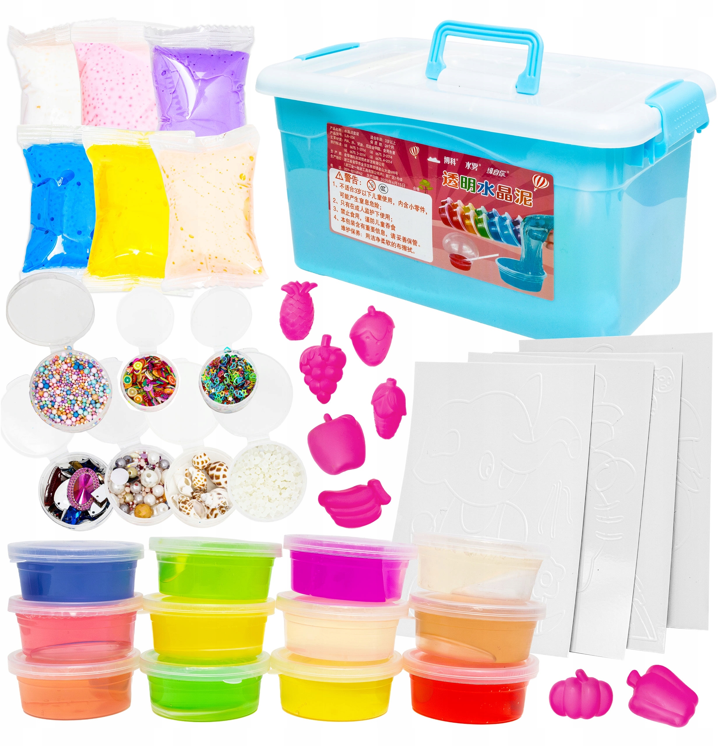 Crystal clay – Duży zestaw do tworzenia kolorowych slime z dodatkami