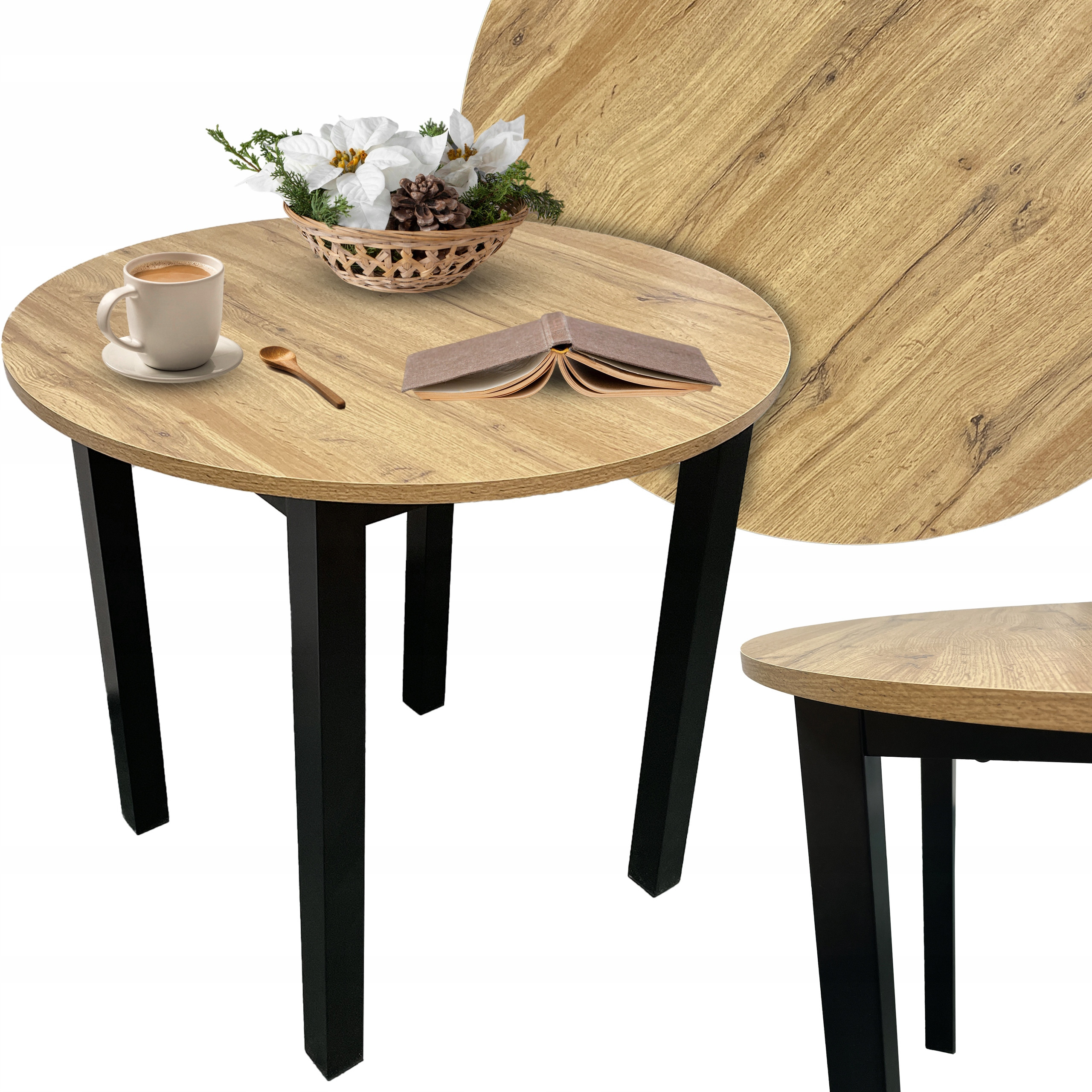 Stół okrągły WIKTOR 90 cm – Elegancja i funkcjonalność w Twoim domu