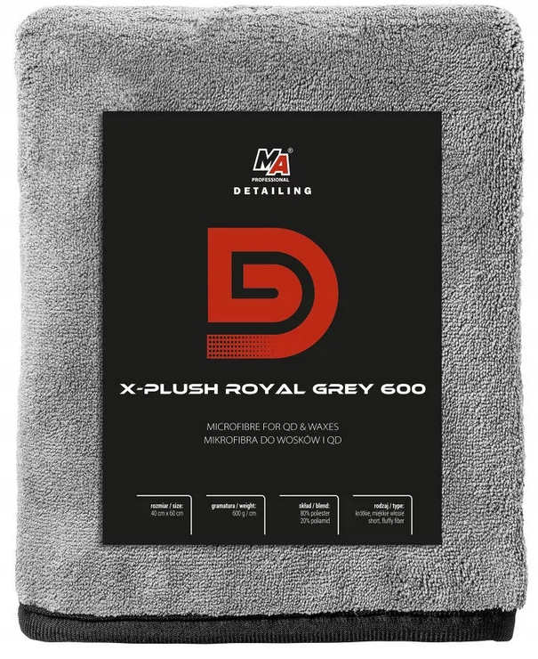 Mikrofibra do wosków X-PLUSH ROYAL GREY 600GSM – Idealna pielęgnacja Twojego auta
