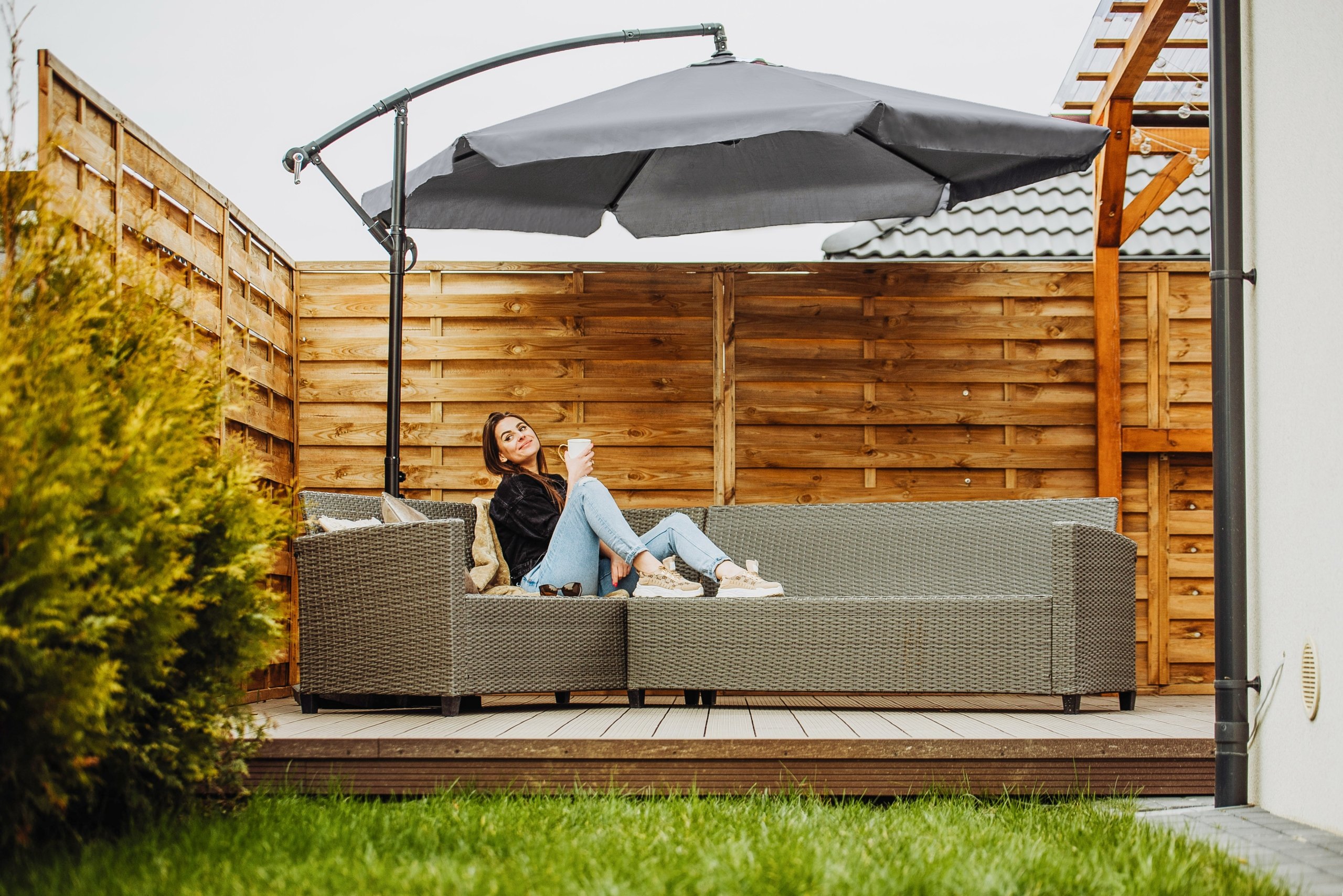 PARASOL OGRODOWY Z WYSIĘGNIKIEM SKŁADANY REGULACJA WYSOKOŚCI SZARY 350cm EAN (GTIN) 5903754424007