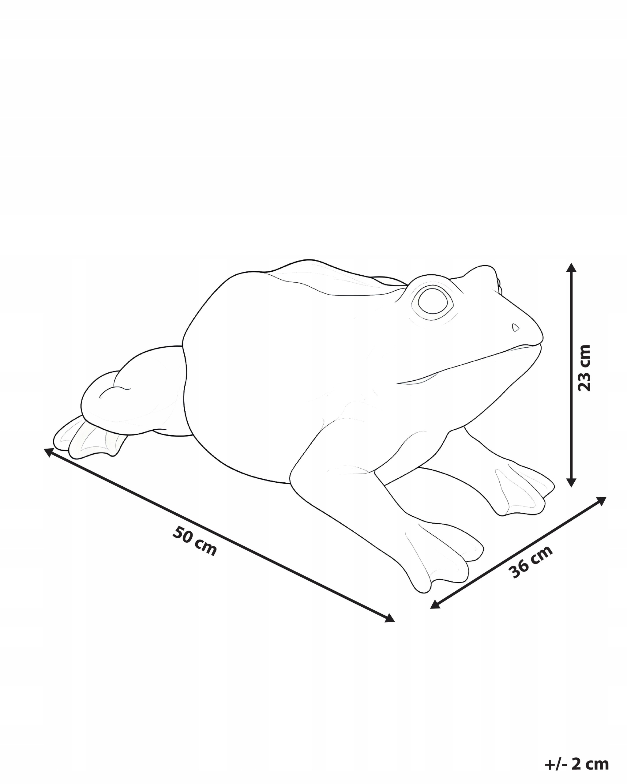 Wymiary figurki: 50 cm głębokości, 36 cm szerokości, 23 cm wysokości