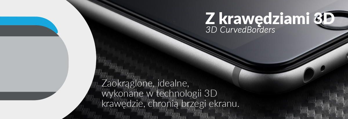 Zakrzywione krawędzie 3D PRO szkła chronią cały ekran iPhone 6 / 6s (4.7”) na całej powierzchni
