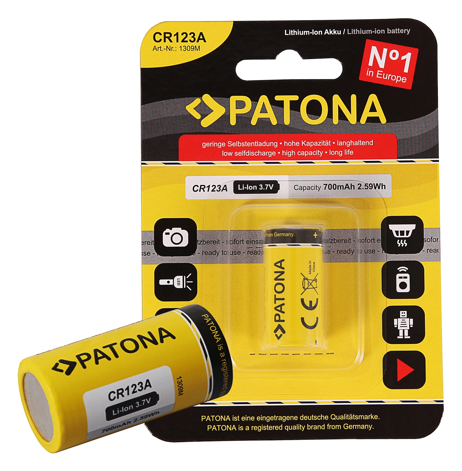 Akumulator Patona Premium PA-BA-1309 Standard CR123A 16340 LI-ION 3,7V 700MAH – Niezawodna moc dla Twoich urządzeń