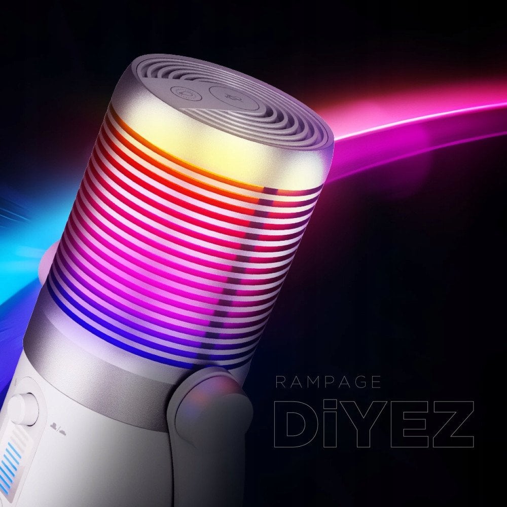 Rampage Diyez Mikrofon gamingowy dotykowy RGB USB-C biały – Twoje idealne narzędzie do nagrywania