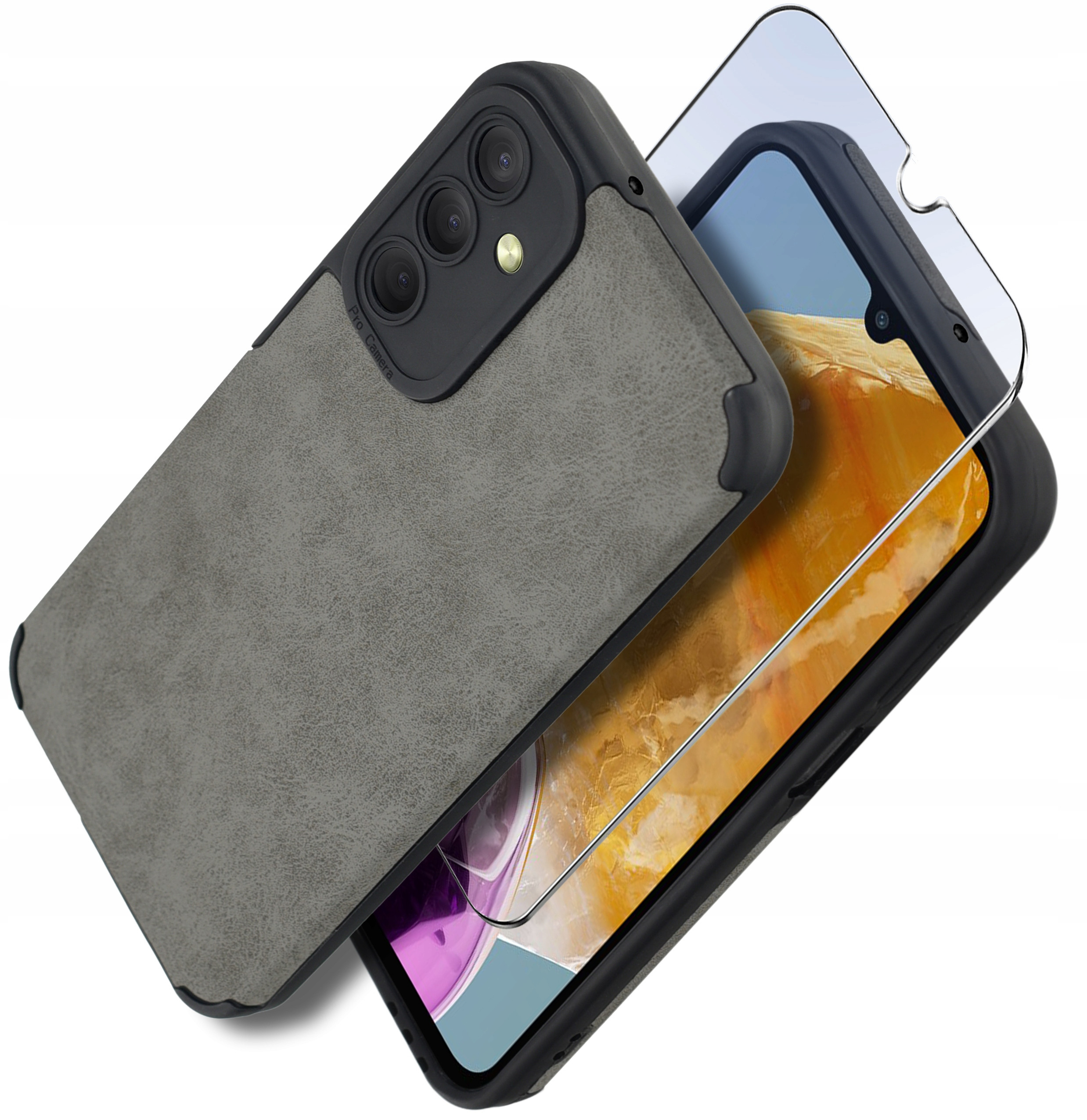 Etui do Samsung M15 5G silikonowe SKÓRZANE VINTAGE CASE + Szkło na ekran 9H – Ochrona i styl w jednym