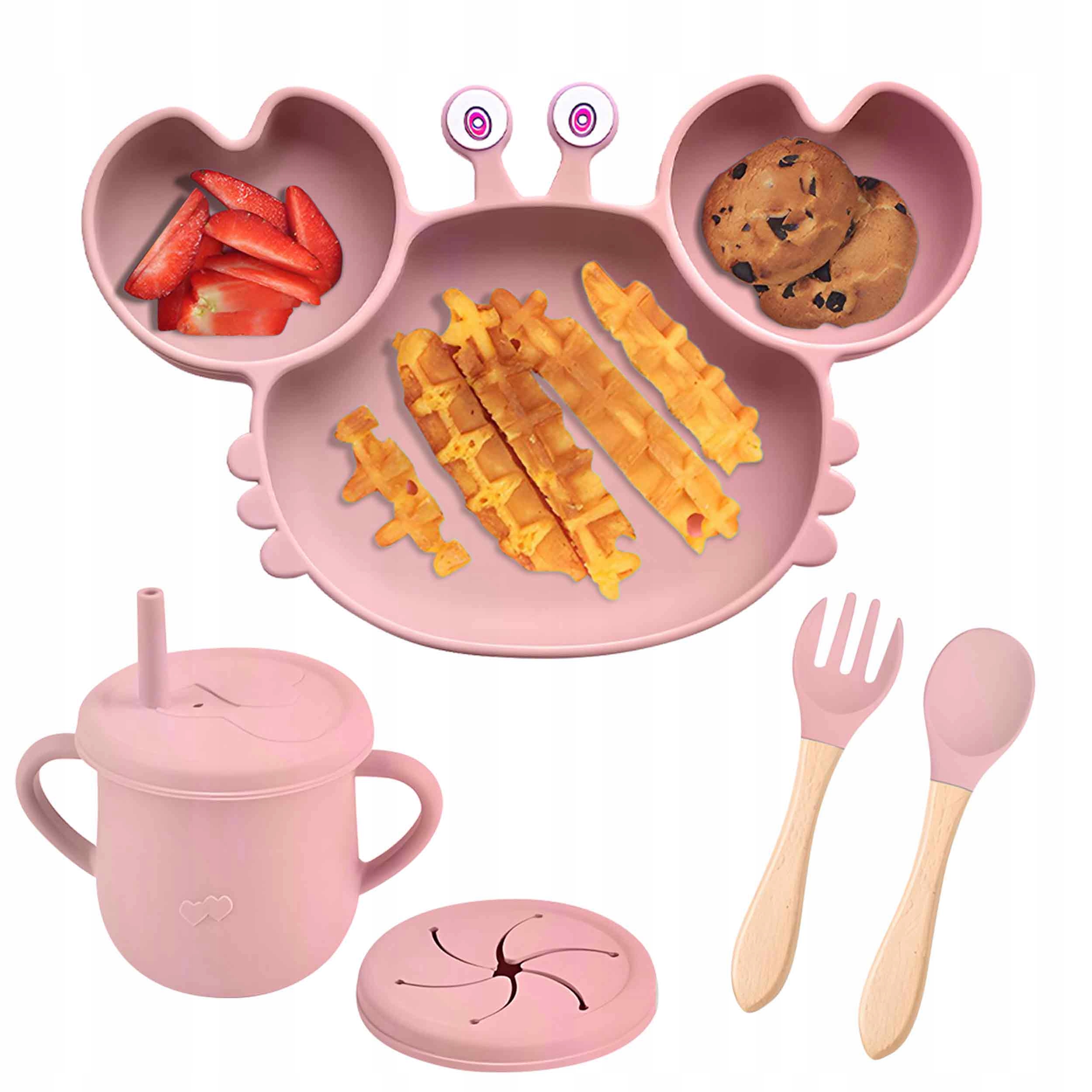 Zestaw Silikonowe Naczynia dla Dzieci TAB-SET1-PINK – Idealny wybór dla maluchów