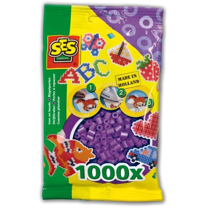 Koraliki SES Koraliki do prasowania 1000 sztuk fioletowe – Kreatywna zabawa dla dzieci