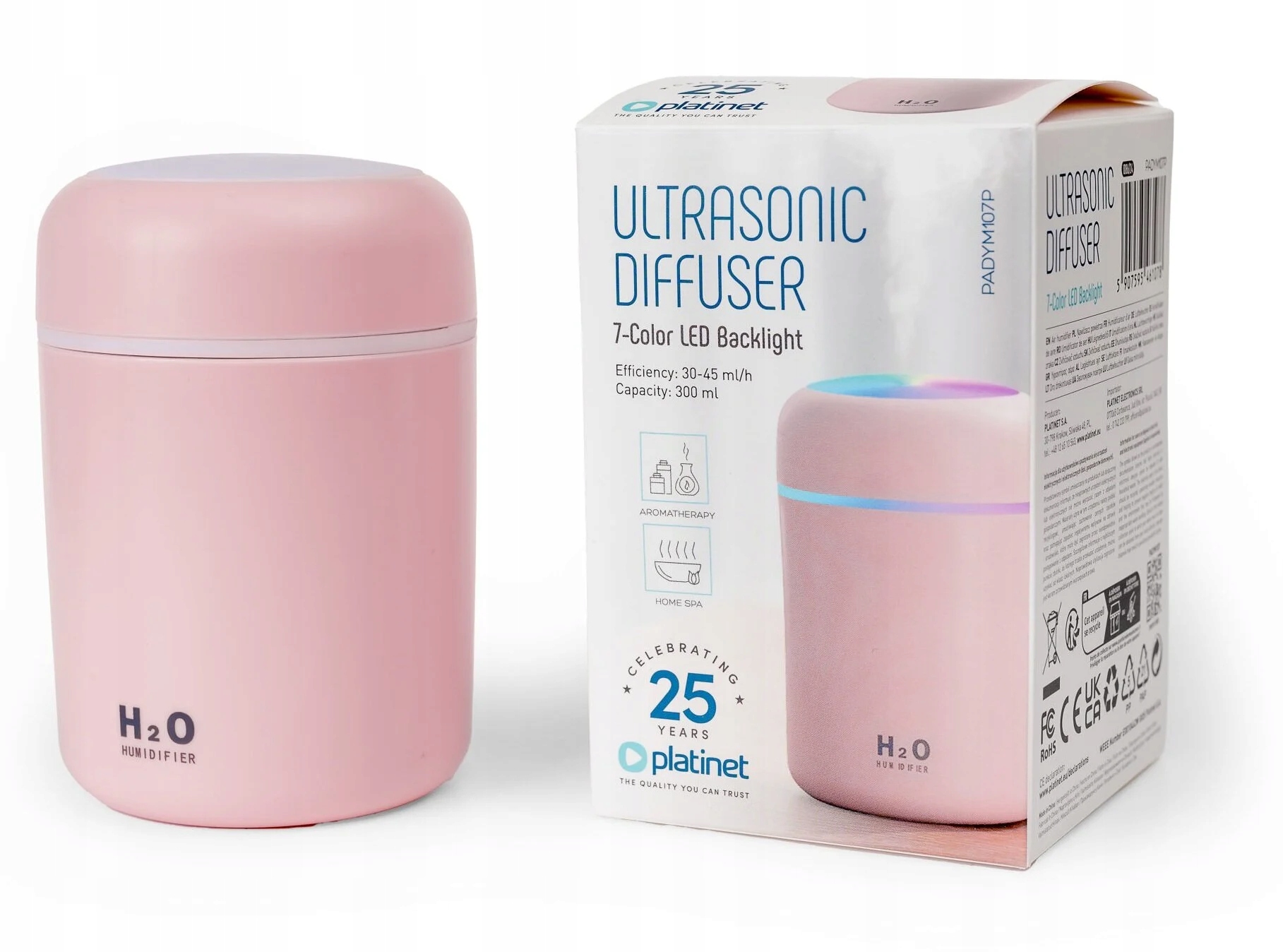 Nawilżacz powietrza PLATINET AROMA DIFFUSER HUMIDIFIER 300ML 2W PINK
