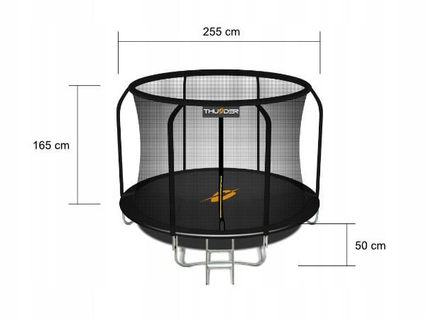 THUNDER Trampolina DOMOWA 8FT - 244cm DRABINKA PRO Wysokość całkowita 215 cm