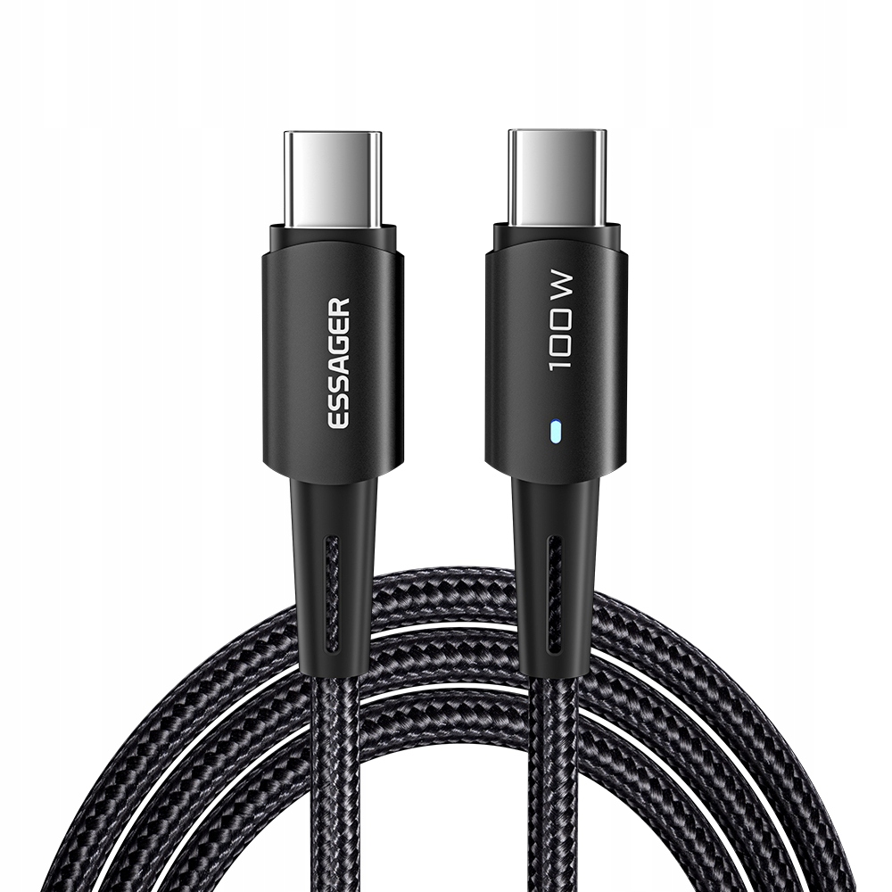 Kabel USB-C do USB-C 100W Essager 1m (czarny) – Idealne rozwiązanie dla Twoich urządzeń