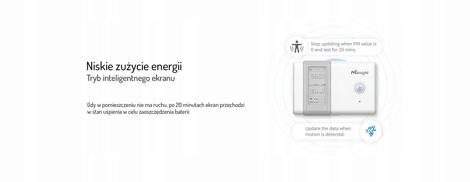 Funkcje pomiaru jakości powietrza: temperatura, wilgotność, CO2