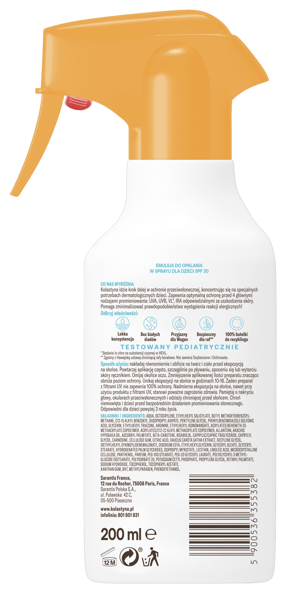 Skład i właściwości emulsji do opalania Kolastyna SPF30