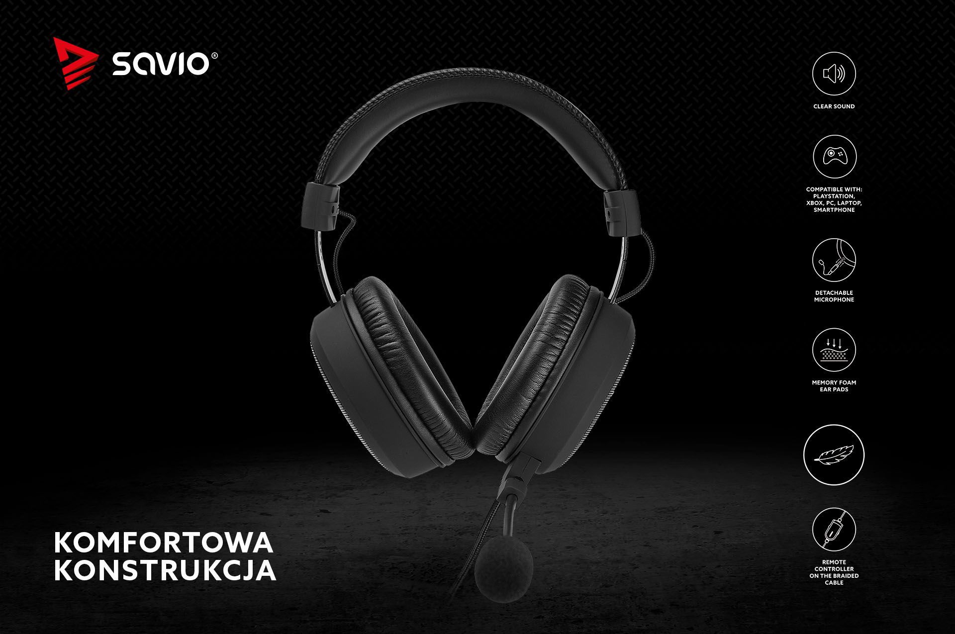 Słuchawki gamingowe z mikrofonem Savio STRATUS