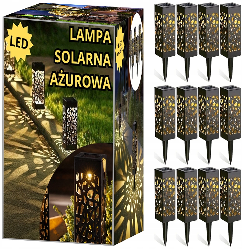 12x LAMPA SOLARNA AŻUROWA OGRODOWA WBIJANA – Idealne oświetlenie dla Twojego ogrodu