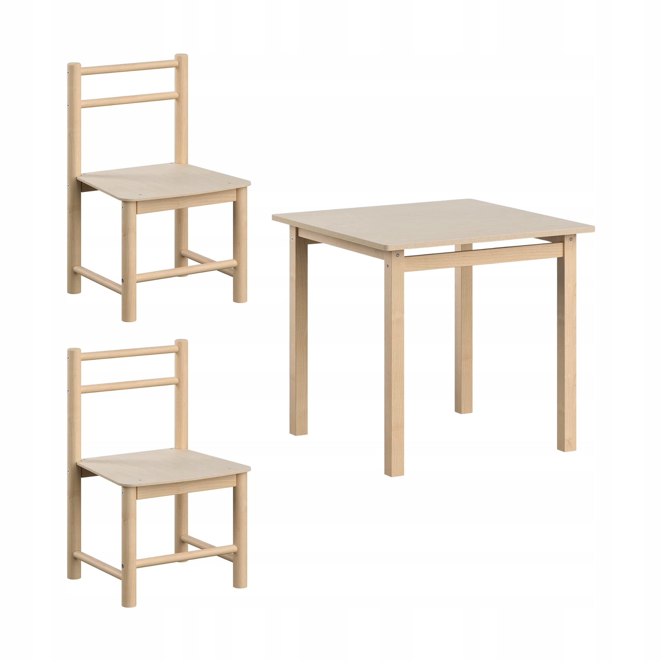 ATB Meble Stolik z krzesełkami z drewna brzozowego – Idealny zestaw do pokoju dziecięcego