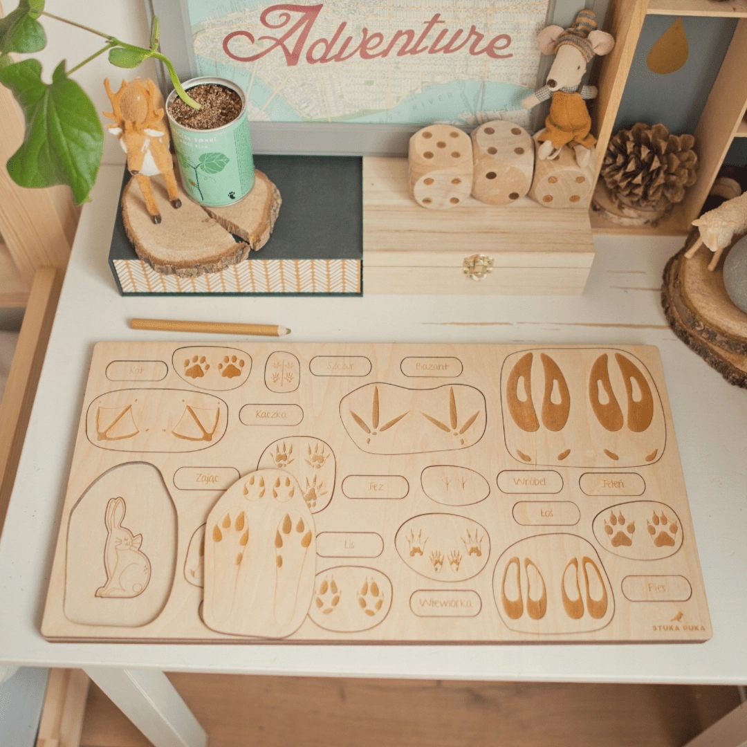 Puzzle drewniane Jesteś na tropie Stuka Puka – Odkryj tajemnice przyrody