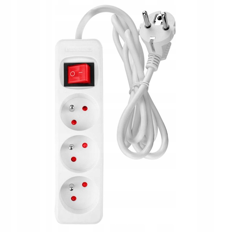 Przedłużacz listwowy NEO 3m, 3x1.5mm², 3G, biały, ON/OFF – Niezbędne akcesorium w każdym domu