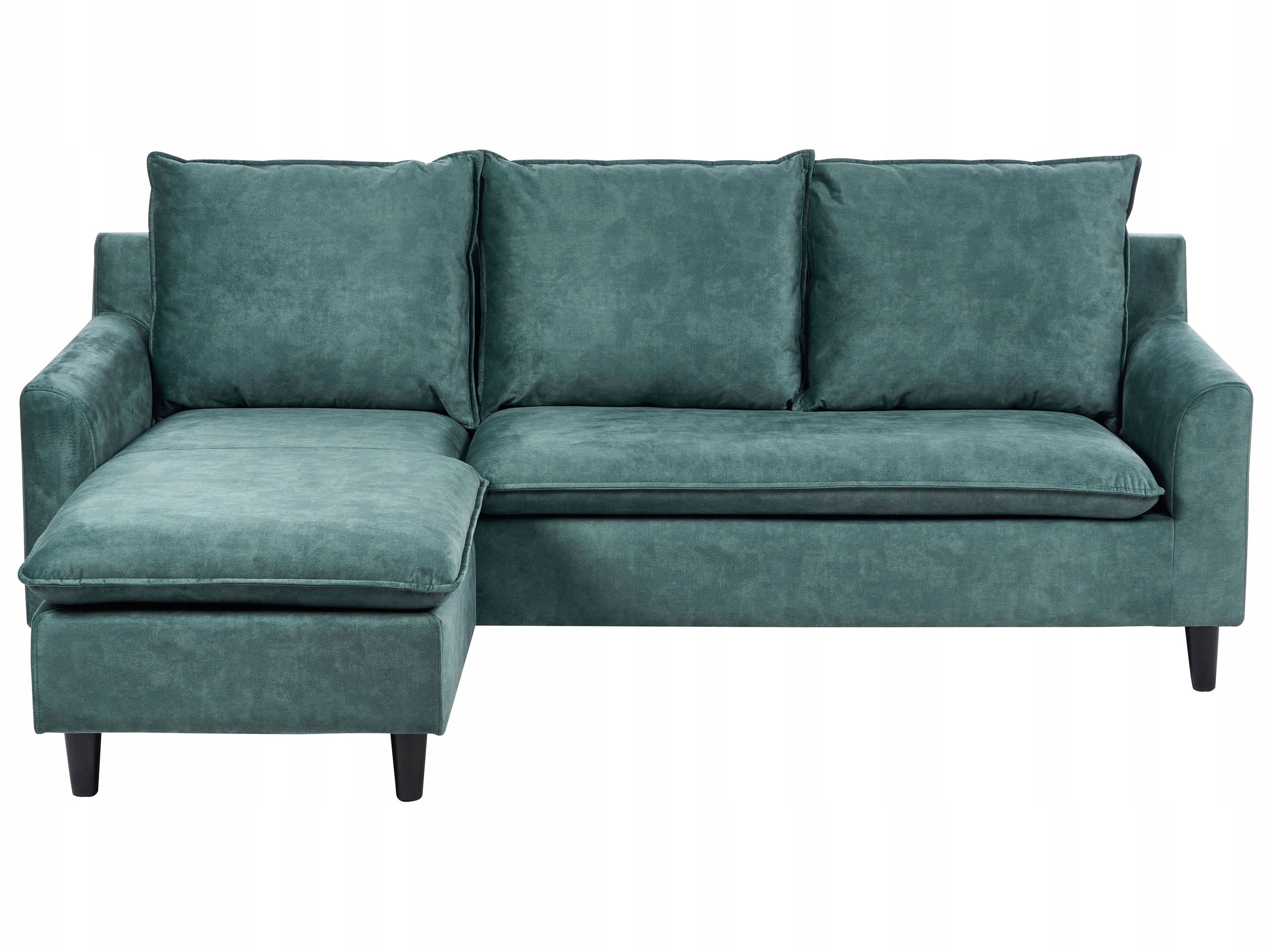 Narożnik welurowy prawostronny lazurowy ELVENES Lumarko – Elegancja i komfort w Twoim salonie