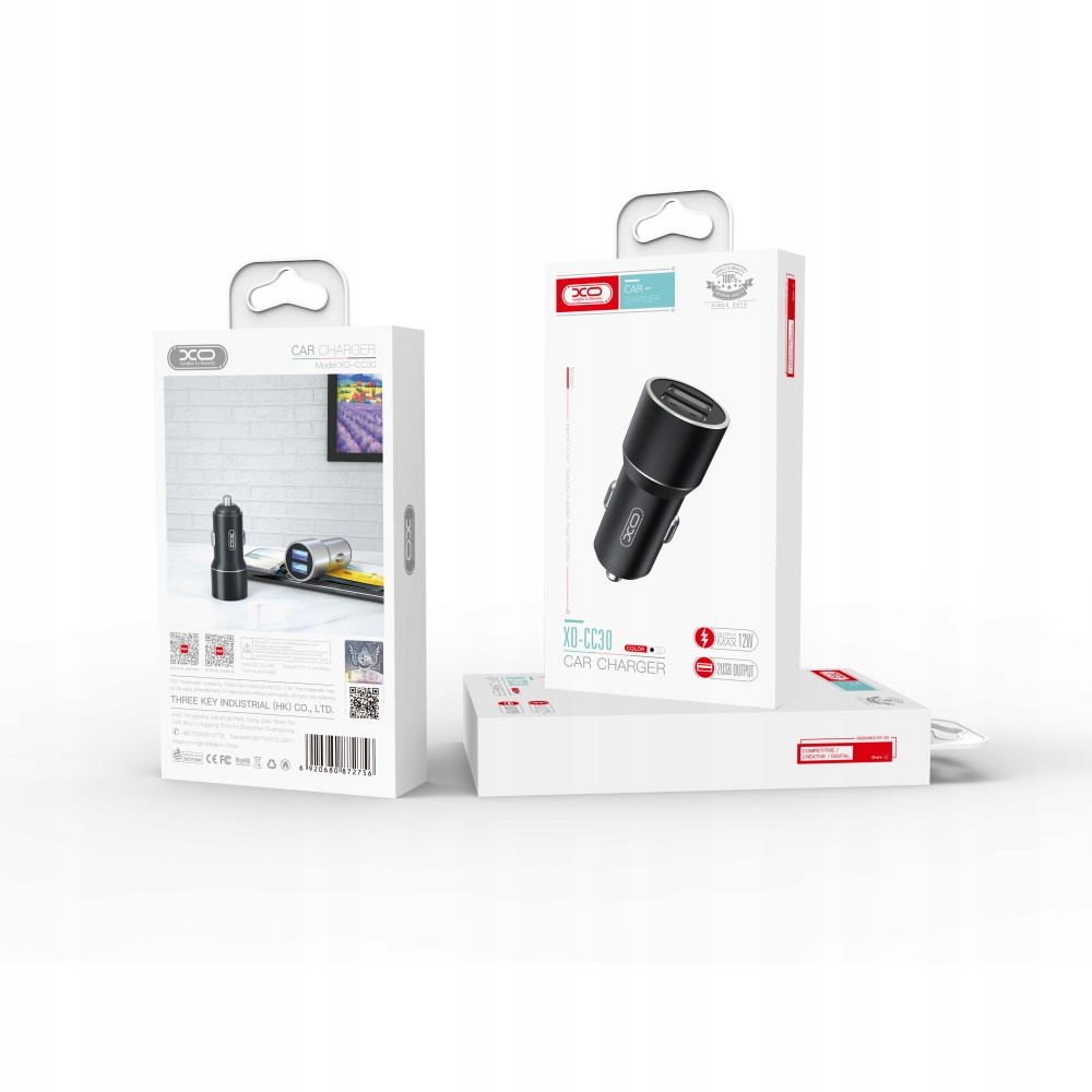 XO ładowarka samochodowa CC30 2x USB 2,4A czarna – Niezawodne ładowanie w podróży