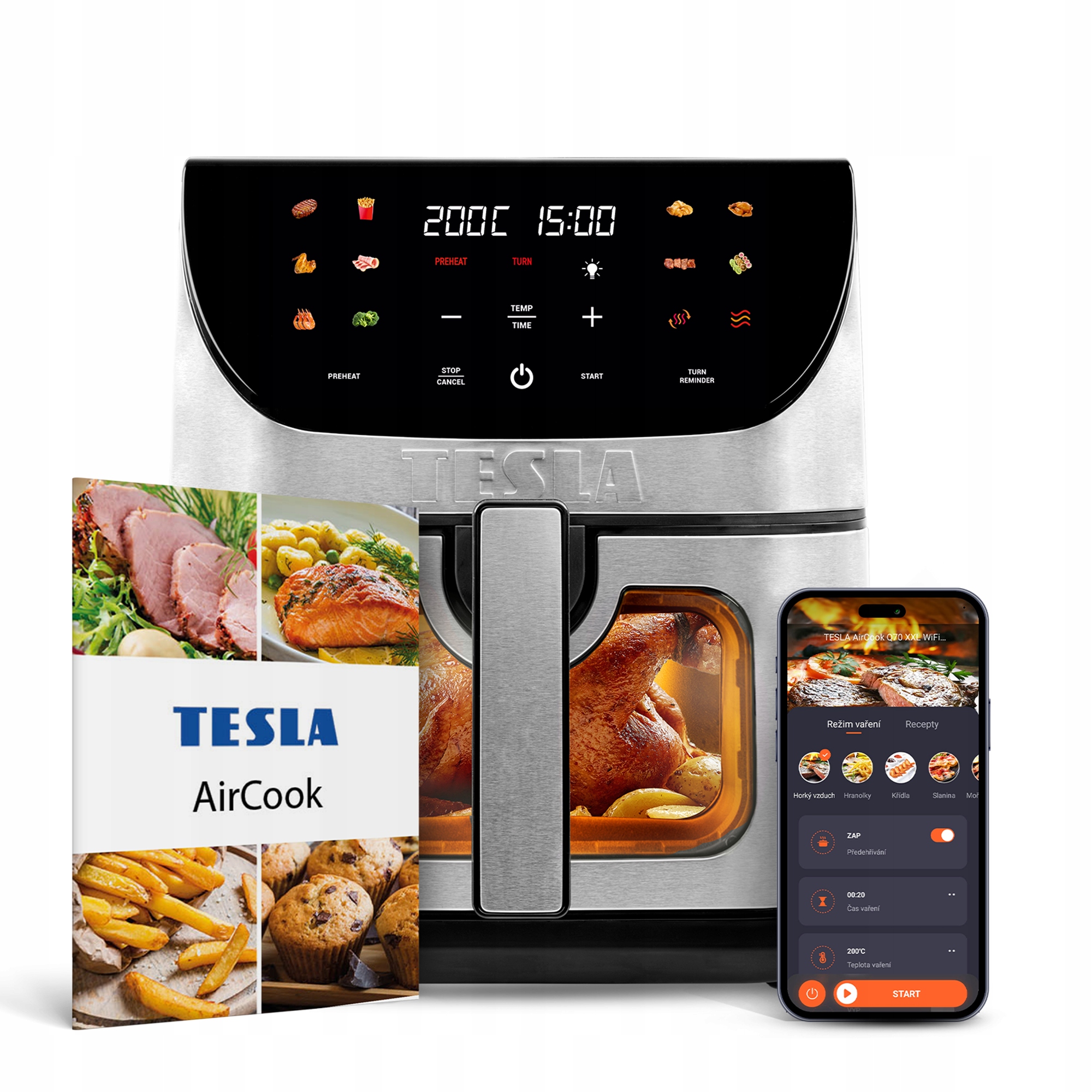 TESLA AirCook Q70 XXL WiFi Pro – Wielofunkcyjna beztłuszczowa frytkownica