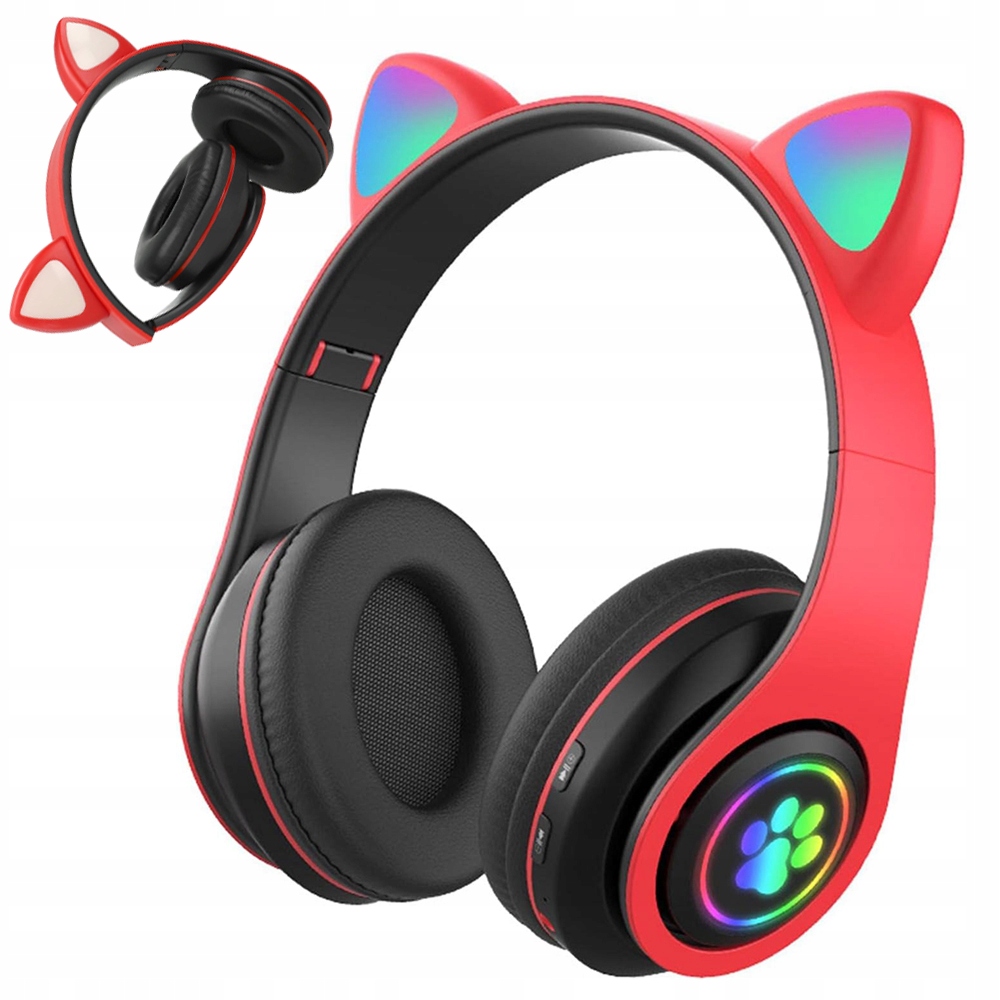 Słuchawki bezprzewodowe Bluetooth Radio FM MP3 Kocie Uszy z Podświetleniem LED – Nowoczesny styl i wygoda