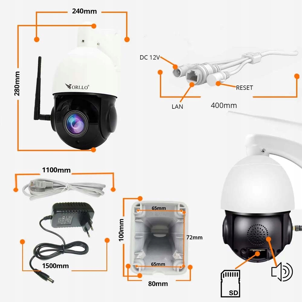 Zestaw 2 Kamer WIFI IP PoE Obrotowe ORLLO Z10+NVR1 – Profesjonalny monitoring dla Twojego domu i firmy
