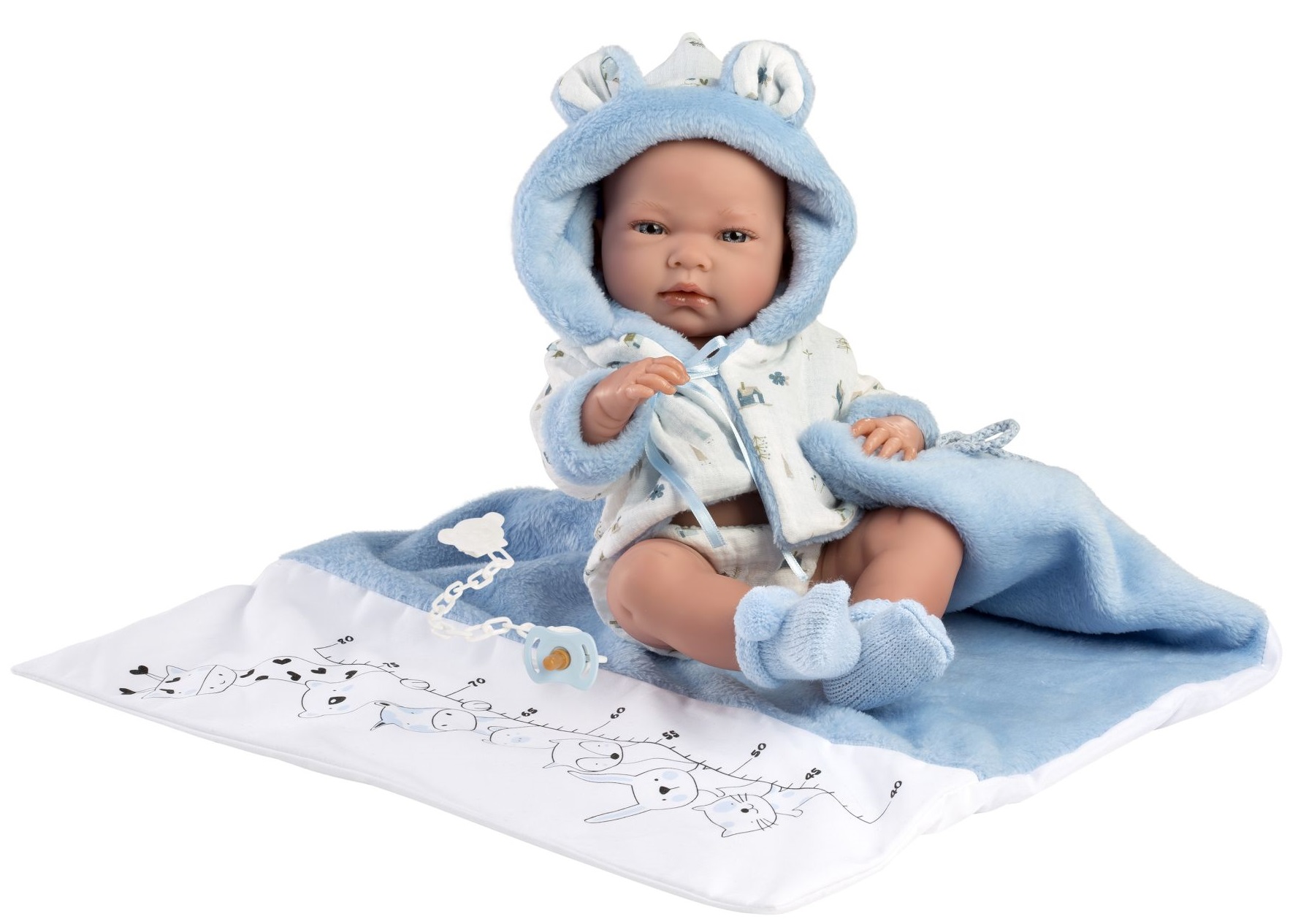 Lalka Bobas Nico z niebieskim kocykiem 40cm – Idealny towarzysz zabaw