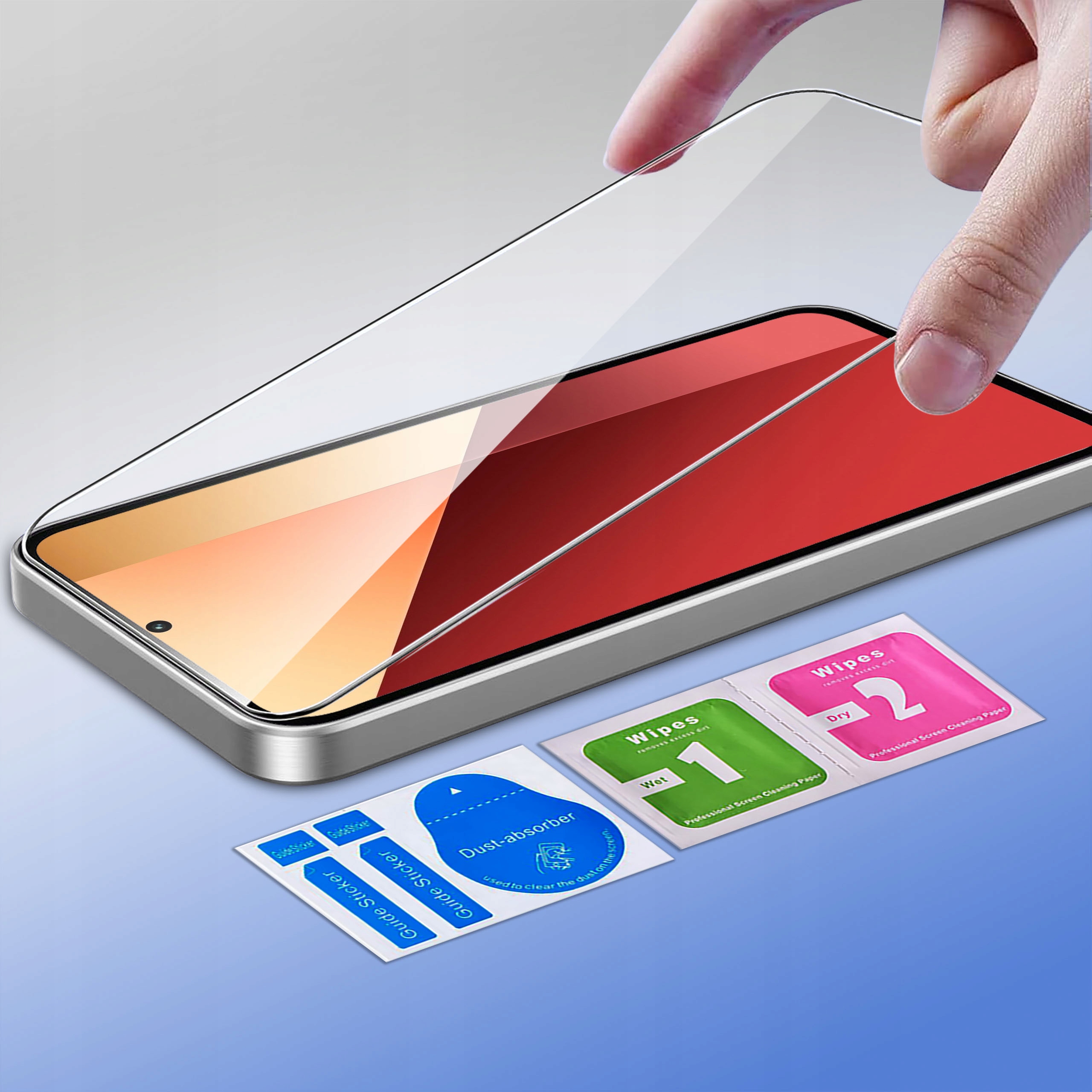 Zestaw zawiera szkło hartowane 9H i akcesoria do czyszczenia