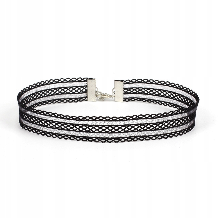 CHOKER Koronkowy Haft Czarny NASZYJNIK Gothic CH09 – Elegancja i styl w jednym