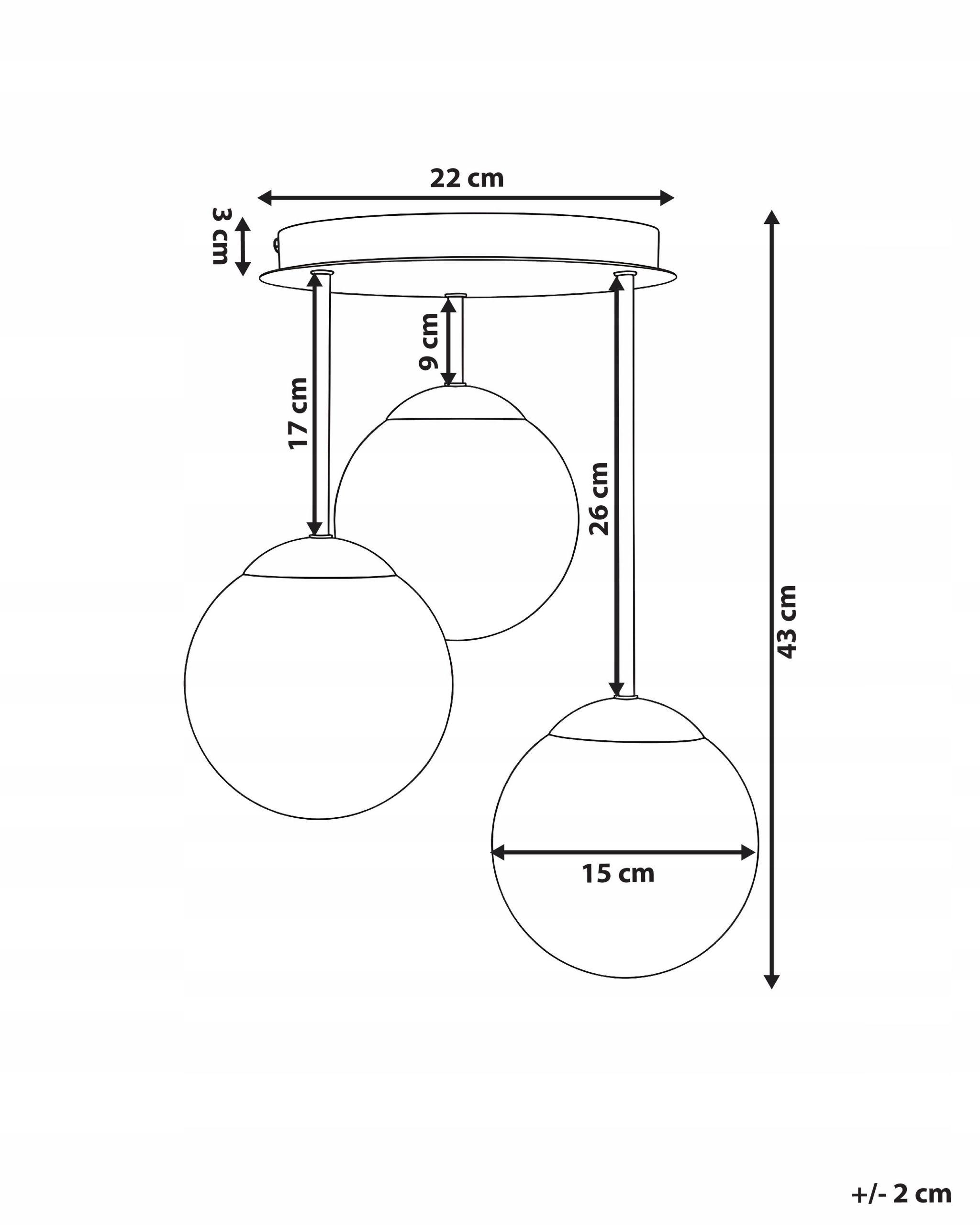Wymiary lampy: 35 cm szerokości, 43 cm wysokości