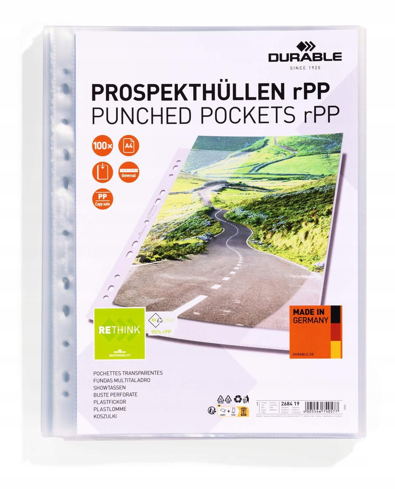 Durable DURABLE Prospekthüllen A4 PREMIUM rPP – Idealne do przechowywania dokumentów