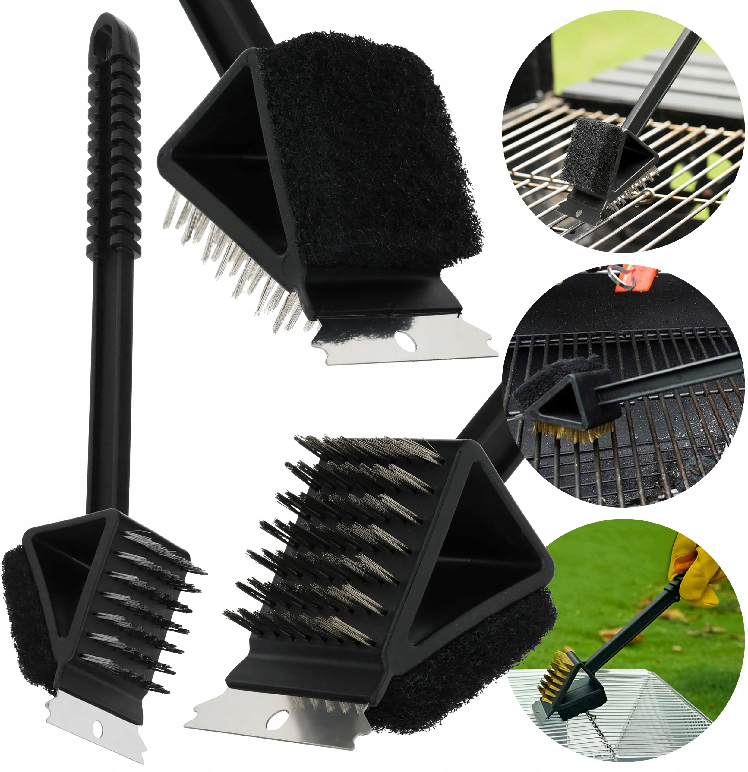 Szczotka do czyszczenia grilla 3w1 czarna druciana 36 cm – Niezbędne narzędzie dla miłośników grillowania