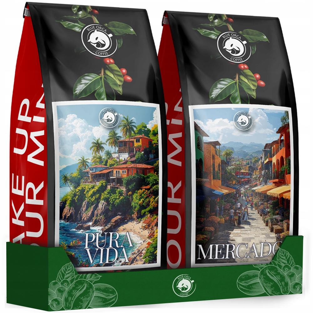 Kawa ziarnista 2x1kg - PURA VIDA + MERCADO - 100% Arabica Świeżo Palona