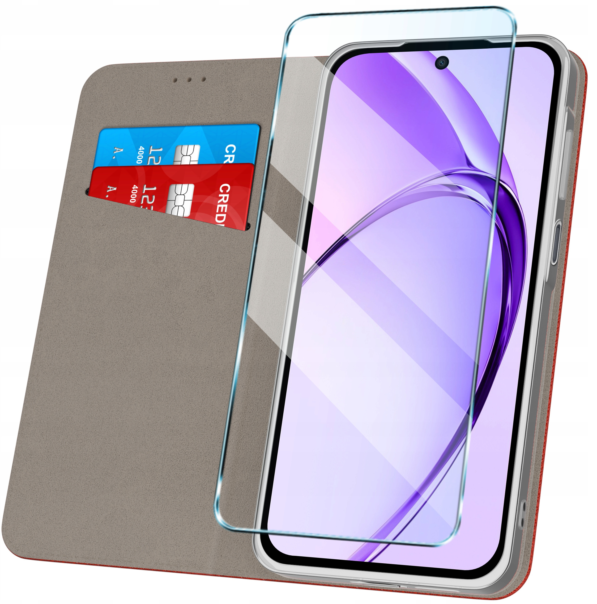 Zestaw zawiera: etui, szkło hartowane i akcesoria