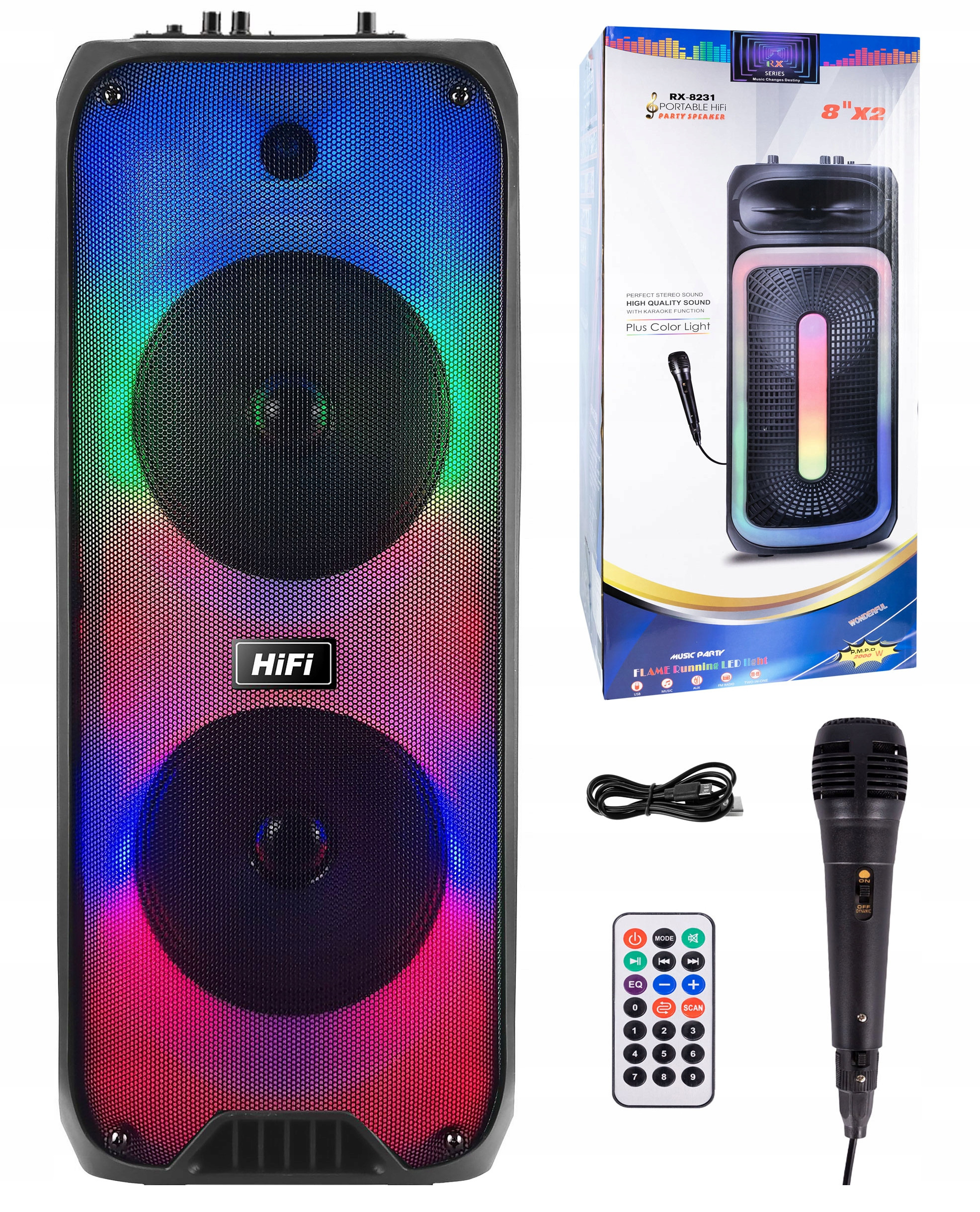 Mocny Przenośny Głośnik Boombox Bluetooth USB SD AUX Radio Mikrofon Karaoke – Muzyka w Twoim Zasięgu