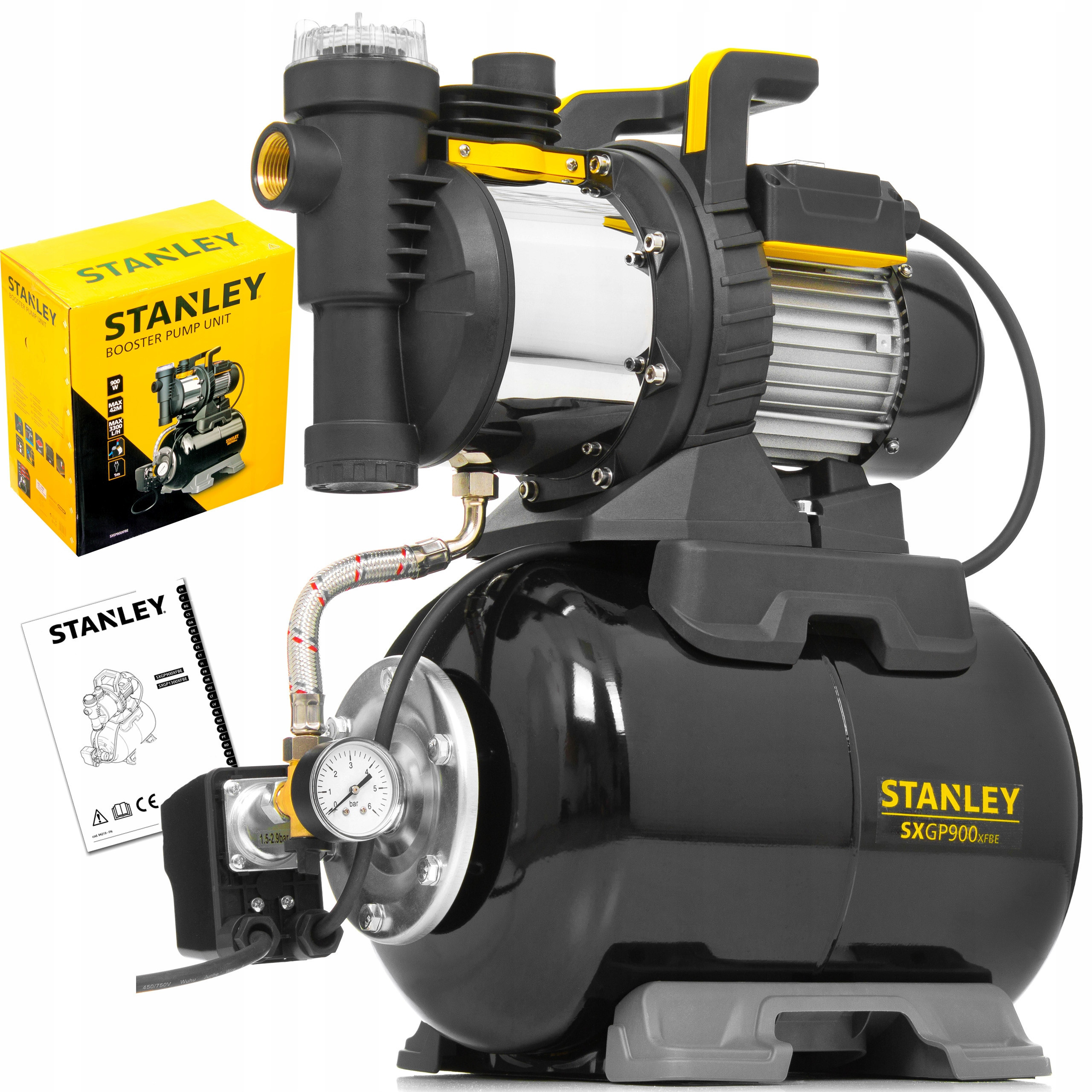 Pompa hydrofor do wody czystej 900W 42m 24l Stanley – Wydajność i niezawodność w Twoim ogrodzie