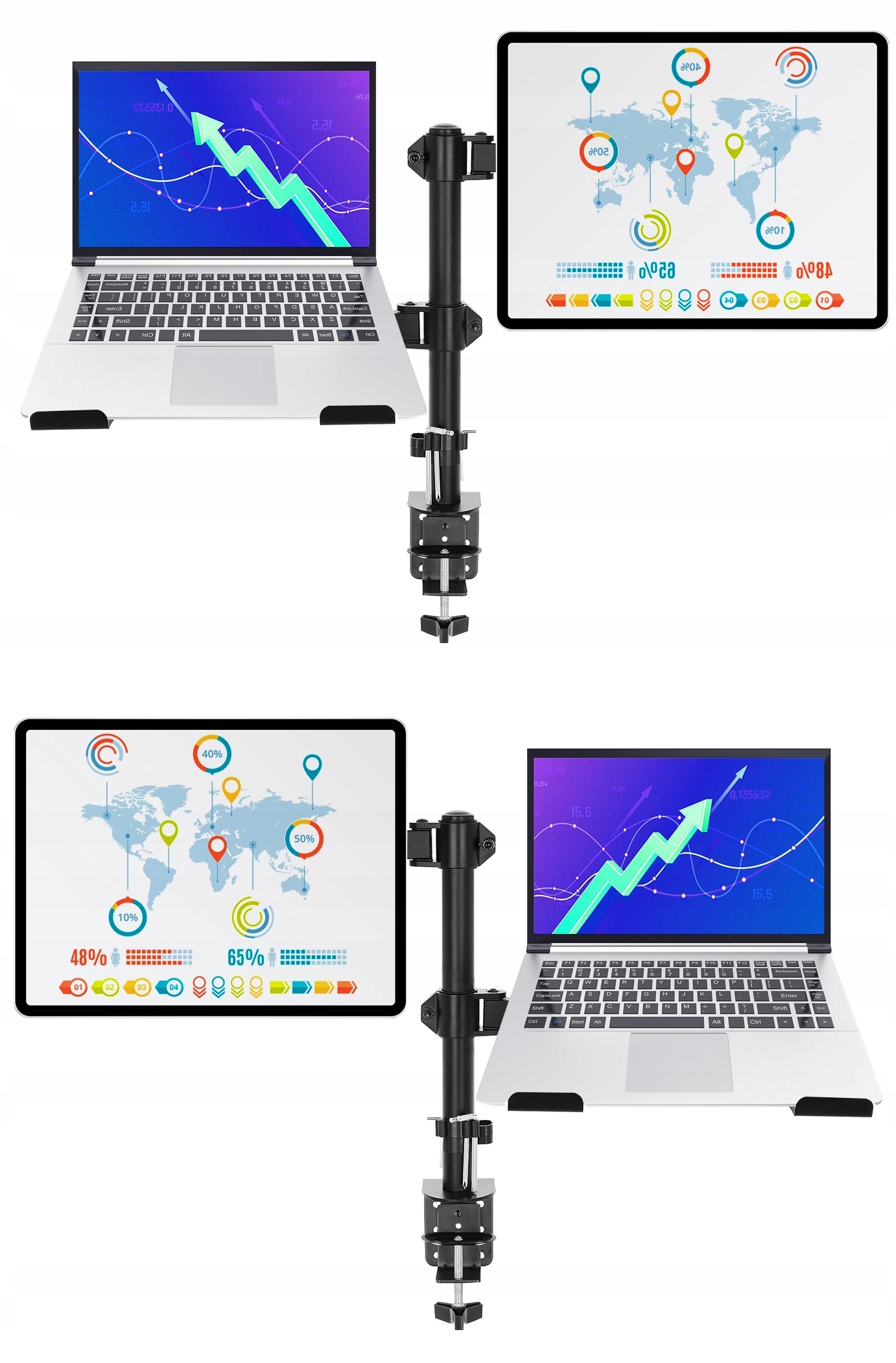 Funkcjonalność 2w1 – Podstawka pod laptopa i uchwyt na monitor