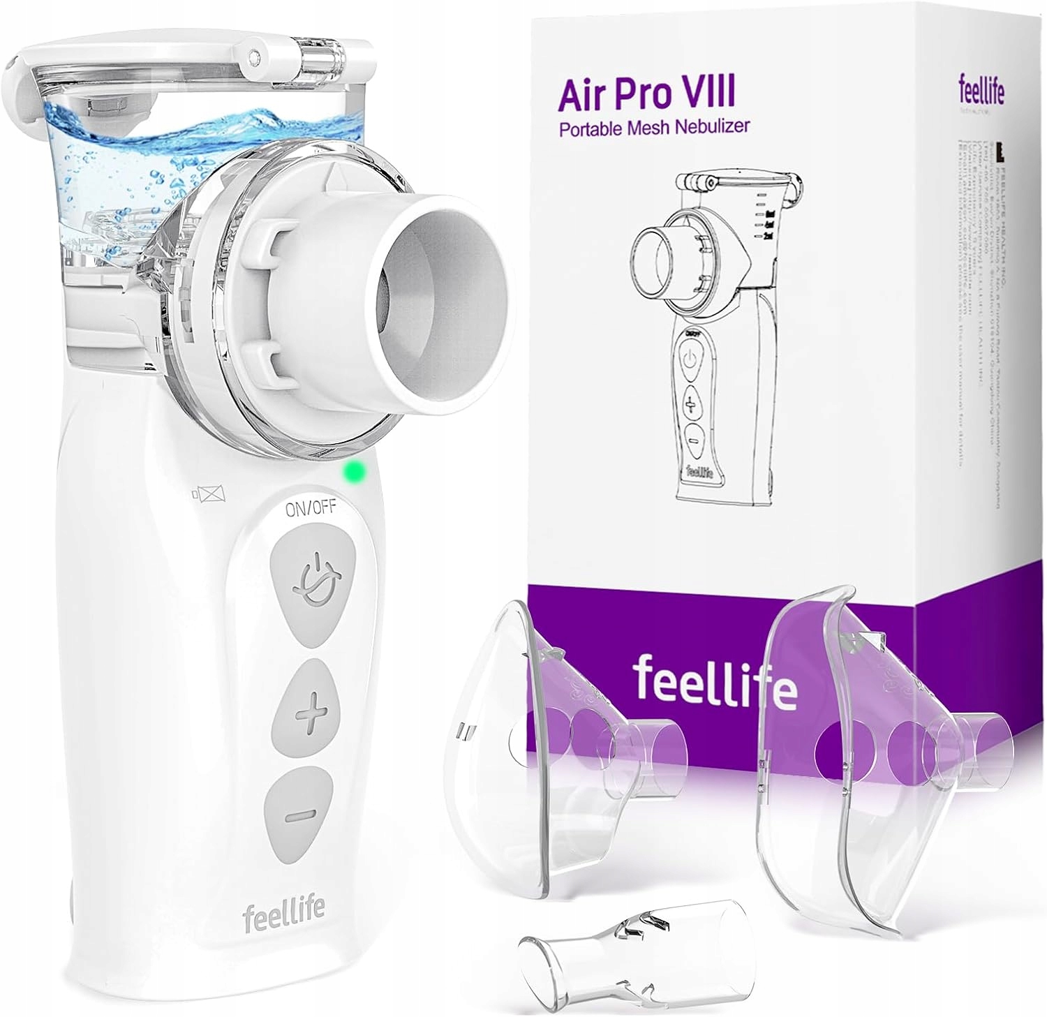 Inhaliator FEELLIFE Air Pro VIII – Cichy i przenośny nebulizator dla całej rodziny