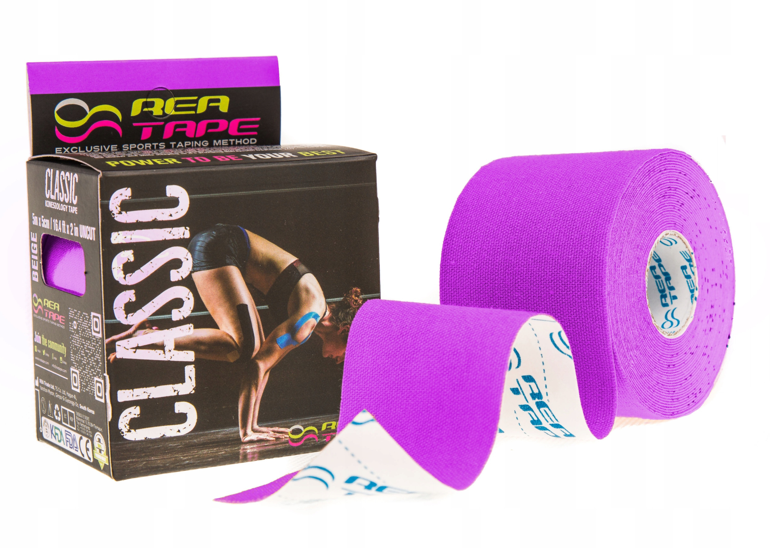 REA TAPE Classic (Fioletowy) – Taśma do kinesiotapingu dla zdrowia i urody