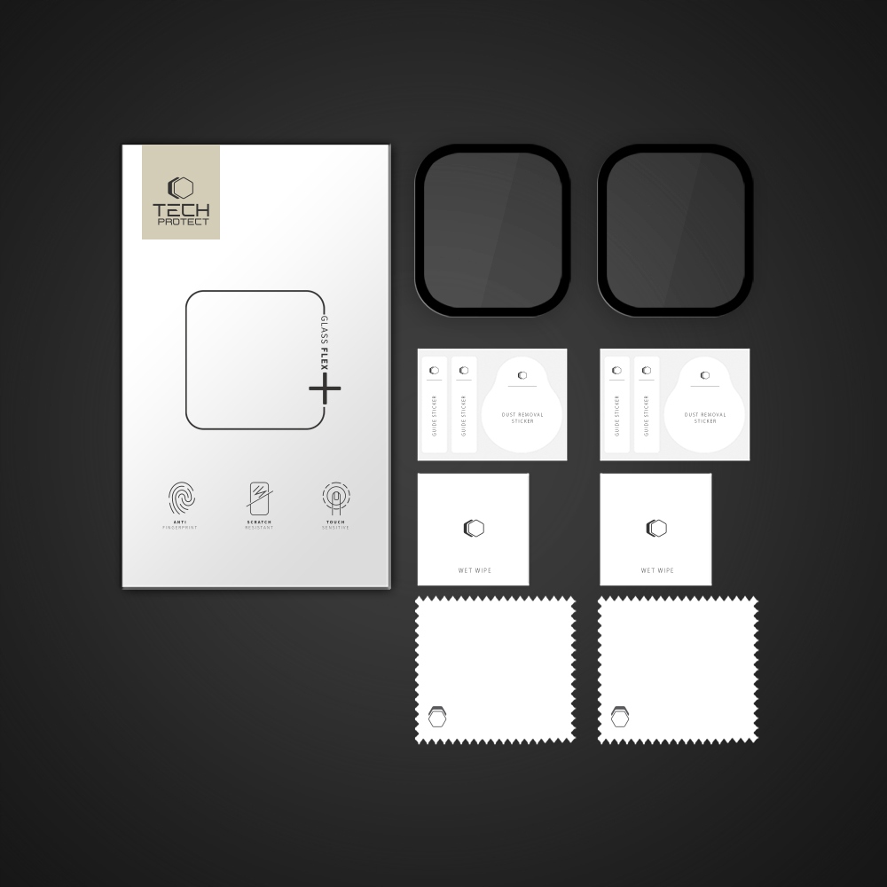 W zestawie: 2 x Szkło Tech-Protect Glass Flex+ i zestaw instalacyjny