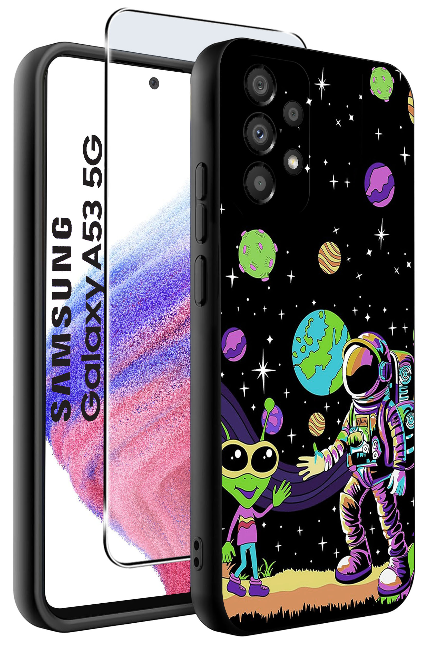ETUI do Samsung Galaxy A53 5G WZORY | SILIKONOWE MATT CASE + SZKŁO HARTOWANE 9H