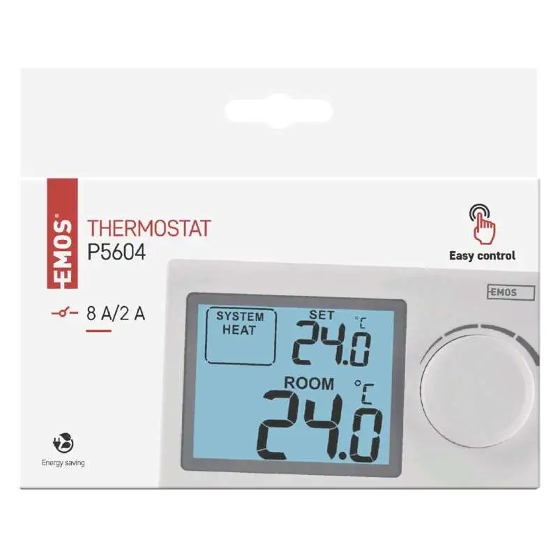 Wymiary i zasilanie termostatu Emos P5604