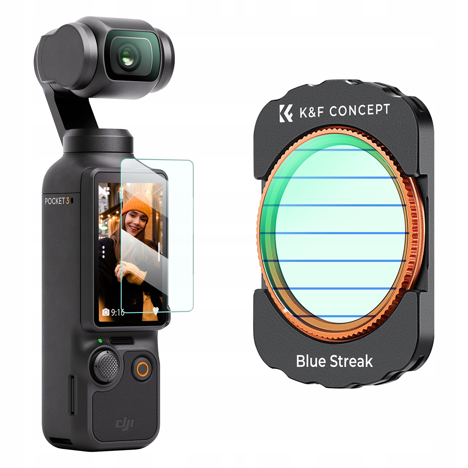 Filtr Blue Streak Paski Anamorficzny + Szkło Na Ekran 2w1 Do Dji Osmo Pocket 3 / 4 – Twój klucz do filmowej doskonałości