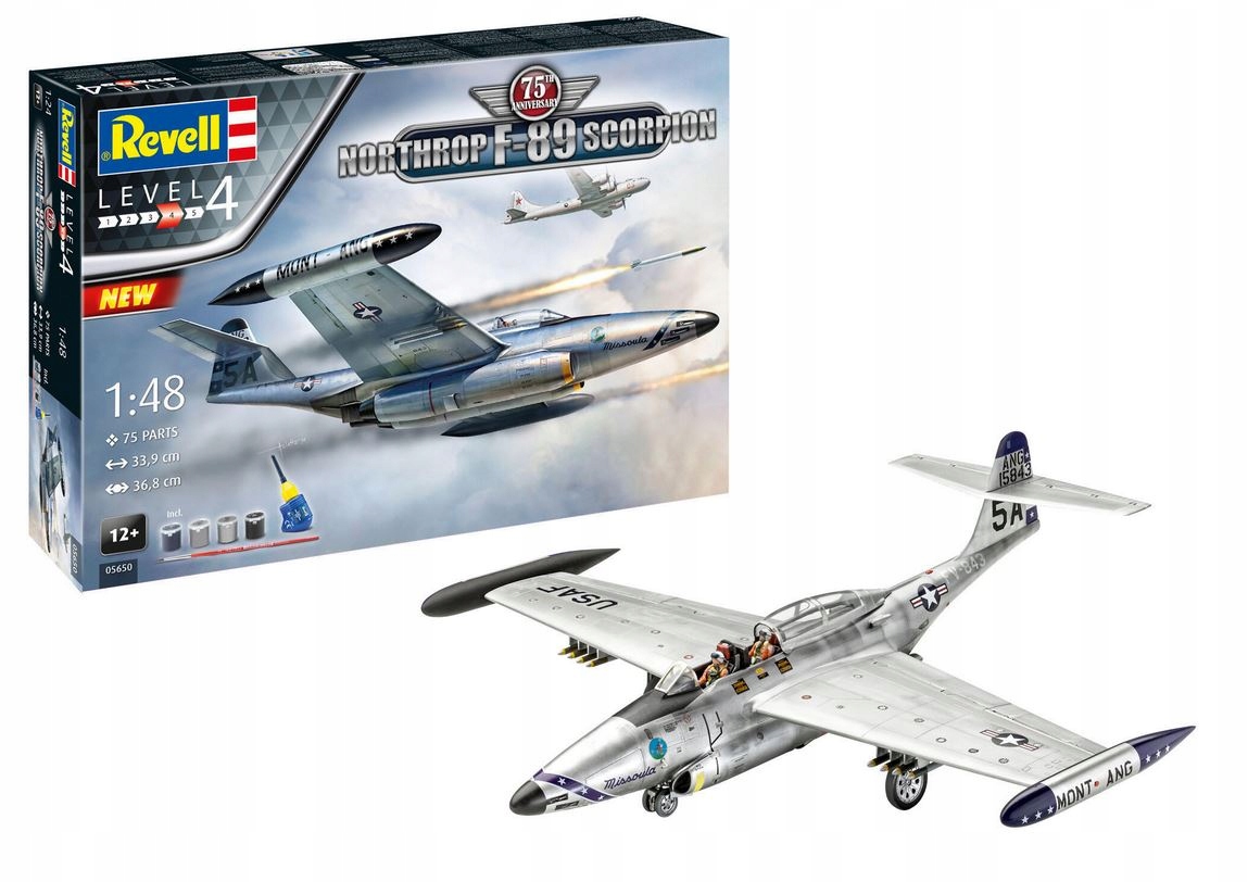 Revell Zestaw upominkowy 75th Anniversary Northrop F-89 Scorpion F 1/48 – Model do sklejania dla pasjonatów