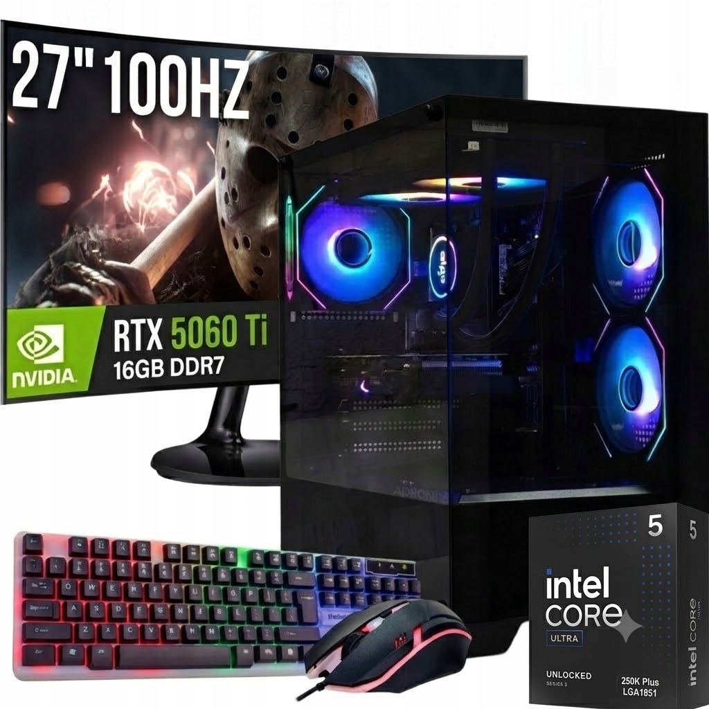ZESTAW GAMINGOWY ARROW STORM Ultra 5 250K 32GB RTX 5060 Ti 16GB 1TB +MONITOR 27